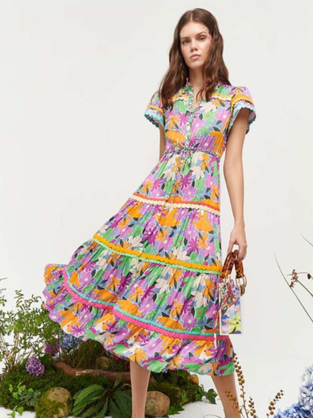 Celia B Aneeta Tiered Midi Dress